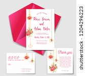 wedding invitation set with... | Shutterstock .eps vector #1204296223