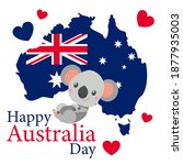 baby koala lying and smiling.... | Shutterstock .eps vector #1877935003