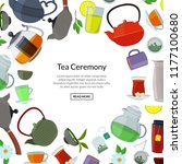 vector cartoon tea kettles and... | Shutterstock .eps vector #1177100680