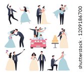 wedding couples. bride ceremony ... | Shutterstock .eps vector #1209186700