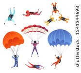 parachute jumpers. extreme... | Shutterstock .eps vector #1241344693