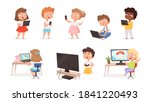 kids using gadgets. tablet pc... | Shutterstock .eps vector #1841220493