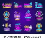 radio neon. broadcasting glow... | Shutterstock . vector #1908021196