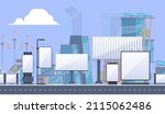 urban landscape with billboards.... | Shutterstock .eps vector #2115062486