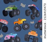 monster truck pattern. textile... | Shutterstock .eps vector #2126415473