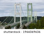 Small photo of Tacoma Narrows Bridge - April 27, 2021. This is the location of the infamous Galloping Gertie which collapsed in 1940. The site now has a pair of suspension bridges opened in 1950 and 2007