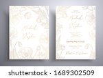 golden invitation with frame of ... | Shutterstock .eps vector #1689302509