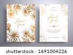 golden invitation with frame of ... | Shutterstock .eps vector #1691004226