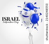 Vector Illustration of Independence Day of Israel. Hand with balloons
