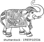 Artistic Elephant Vector Line...