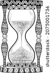 vintage hourglass with heena... | Shutterstock .eps vector #2075001736