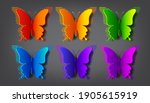 colored paper butterflies with... | Shutterstock .eps vector #1905615919
