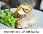 Small photo of kebab ,pork wraps or taco or vegetable roll or mexican rolls or beef wrap or egg rolls or bacon and egg rolls