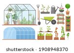 greenhouse eco farm agriculture ... | Shutterstock .eps vector #1908948370