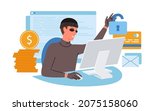 thief hacking  cyber theft and... | Shutterstock .eps vector #2075158060