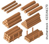 Wooden Logs In The Isometric....