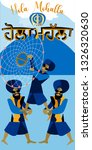 Celebrating Hola Mohalla (Hola Mohalla-Punjabi language) -Sikhs festivals of Punjab. Vector for design flyer, invitation, card, poster.