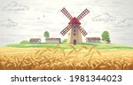 landscape with mill and with... | Shutterstock .eps vector #1981344023