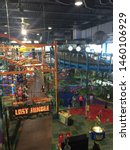 Small photo of Wisconsin, USA; July 2, 2019: The Tom Foolery’s arcade at the Kalahari Resort in the Wisconsin Dells has an elevated race car track, a miniature golf course, carnival rides and other attractions.