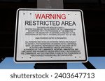 Small photo of Davenport, Iowa USA, April 20, 2023 warning sign for military armory