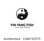 Yin yang fish logo design for ornamental fish logo or business company logo vector icon label emble
