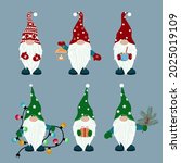 Set Of Cute Christmas Gnomes On ...