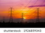 High voltage pole on silhouette ...