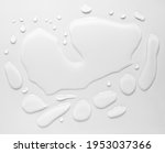 real image, top view spilled water drop on the floor isolated on white background