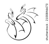 Two black dragons, vector illustration
