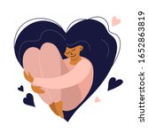 cute girl with heart shaped... | Shutterstock .eps vector #1652863819