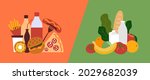 fast unhealthy food vs healthy... | Shutterstock .eps vector #2029682039