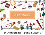 flat art studio elements... | Shutterstock .eps vector #1458565043