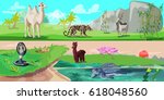 colorful asian animals... | Shutterstock .eps vector #618048560