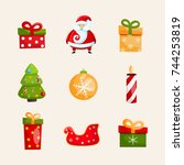 winter holidays icons... | Shutterstock .eps vector #744253819
