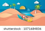 sea view in summer with water... | Shutterstock .eps vector #1071684836