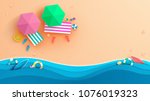 top view beach background with... | Shutterstock .eps vector #1076019323