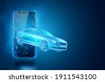 mobile gps navigation  hologram ... | Shutterstock . vector #1911543100