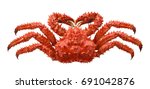 Red brown king crab isolated on white background as package design element