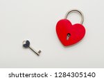 Heart Shaped Red Lock With Key. ...