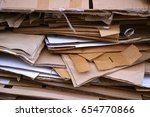 Stacked Cardboard Recycling Boxes In A Pile                       
