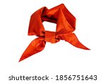 Silk scarf or red tie isolate on white background close-up.