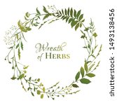 round floral frame with green... | Shutterstock .eps vector #1493138456