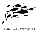 black flock fish. school of... | Shutterstock .eps vector #1749548123