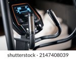 heart rate or pulsometer measure handle on elliptic machine with pulse sensor