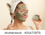 Skin Care. Woman Applying With...