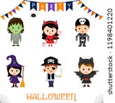 halloween party kids character... | Shutterstock . vector #1198401220