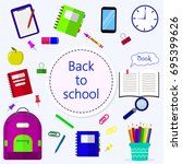 back to school background with... | Shutterstock .eps vector #695399626