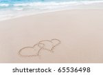 Two Hearts Drawn In The Sand At ...