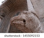 Small photo of Cathedral of Verona, external Romanesque architecture with bestiaries carved in marble