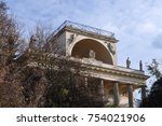 Apollons temple in the town lednice with beautiful sky with white clouds temple in the south moravia czech republic europe